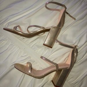 Lulu’s Champagne Sandal Block Heels
